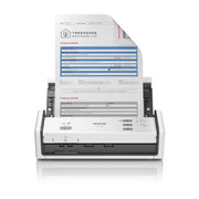 Brother ADS-1300 Scanner - Front view, Paper Loaded in Input Tray.