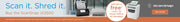 banner for ScanSnap iX2500 with 'Scan it. Shred it.'  offer