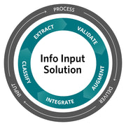 Circular diagram with steps of Info Input Solution process