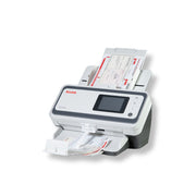 A Kodak N2040 document scanner shown with different types of documents in its input and output trays