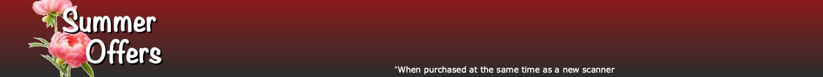 Promotional banner with 'Summer Offers' text and floral design on a red background