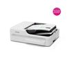 An Epson DS-1730 flatbed scanner in white, shown from a three-quarters angle with a document loaded into the scanner bed. A circular badge in the top right corner reads '3 YEAR EXTENDED WARRANTY'.